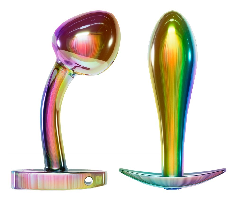 Набор металлических радужных анальных пробок Anos Metal Butt Plug Set, 2 шт.