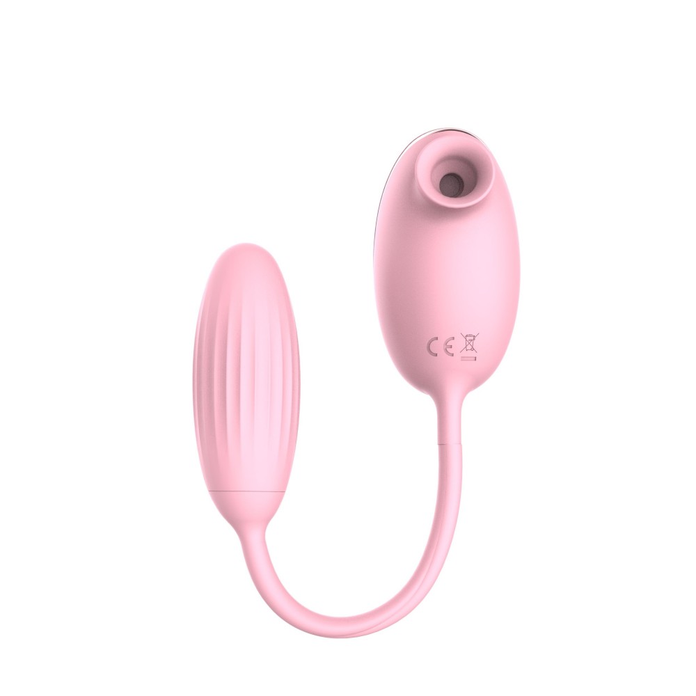 Вакуумний стимулятор клітора з віброяйцем High End Suction Love Egg PINK