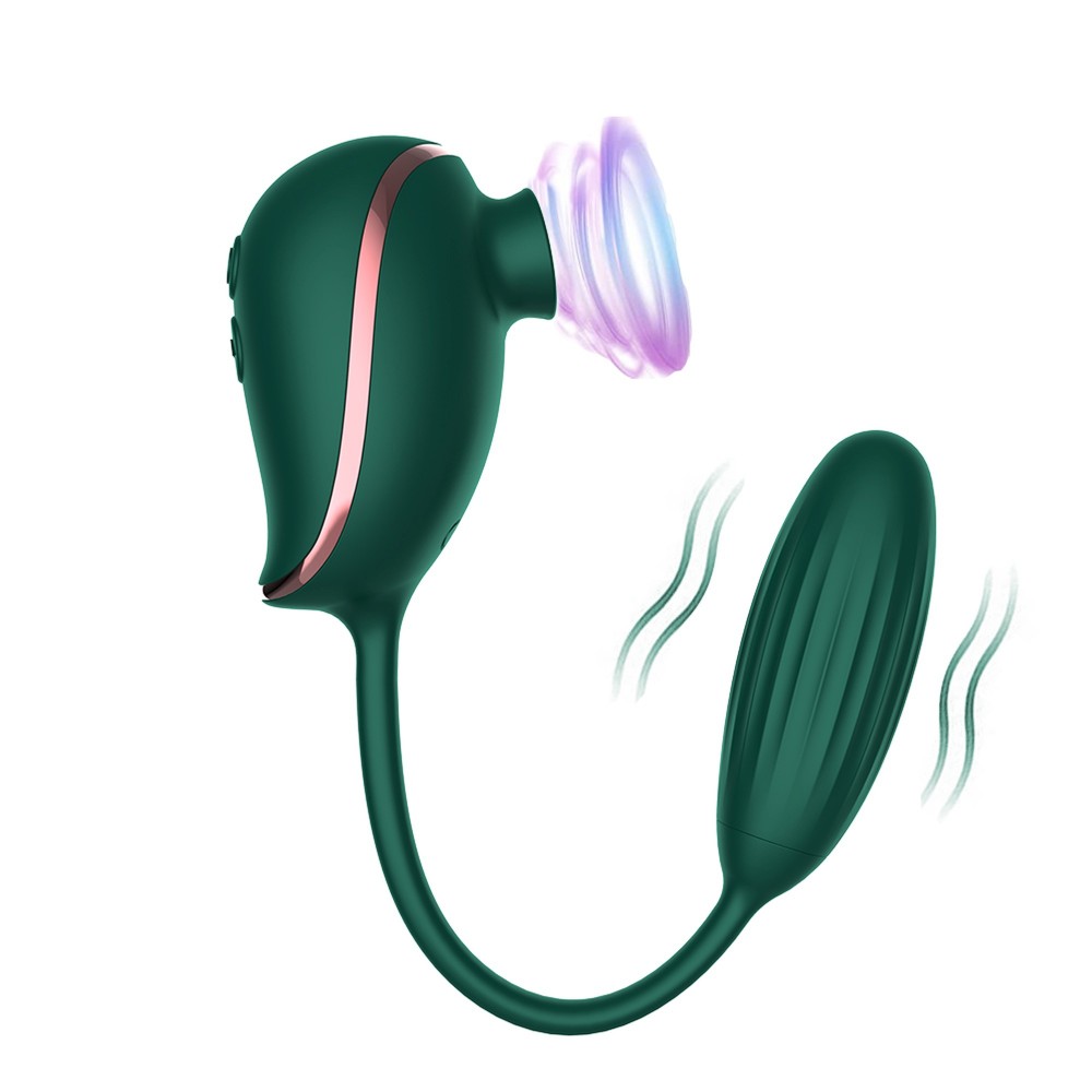 Вакуумний стимулятор із віброяйцем High End Suction Love Egg GREEN