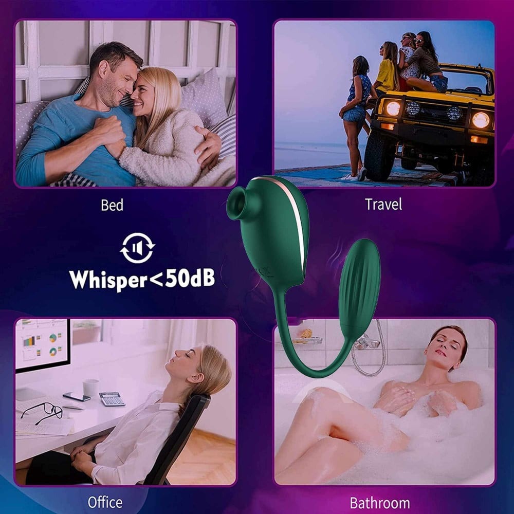 Вакуумний стимулятор із віброяйцем High End Suction Love Egg GREEN