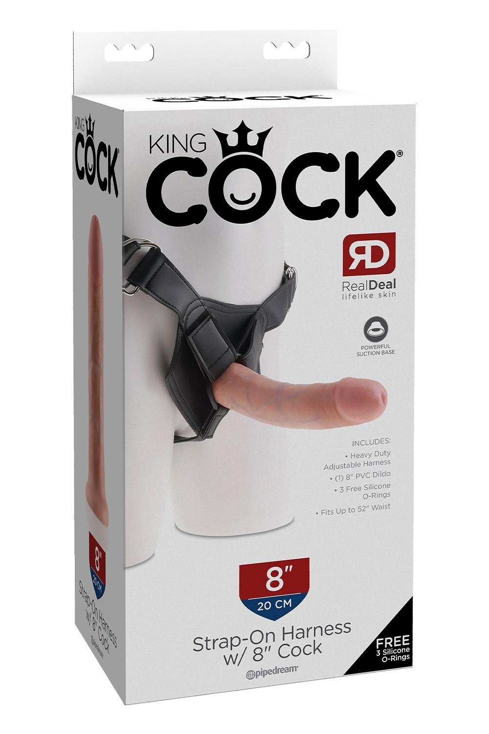 Ременная черная сбруя Pipedream King Cock Strap-On Harness с реалистичным фаллоимитатором, 20 см