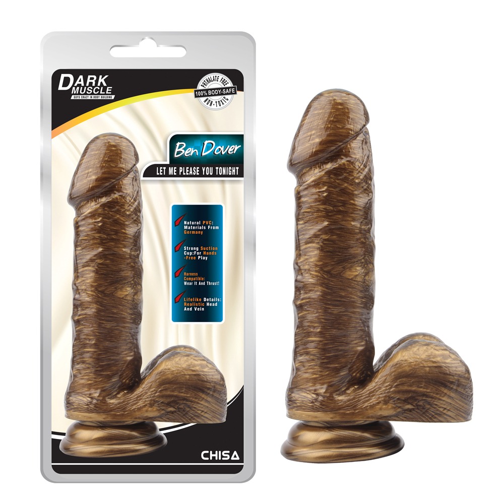 Фалоімітатор реалістичний Chisa Dark Muscle з яєчками на присосці, золотий