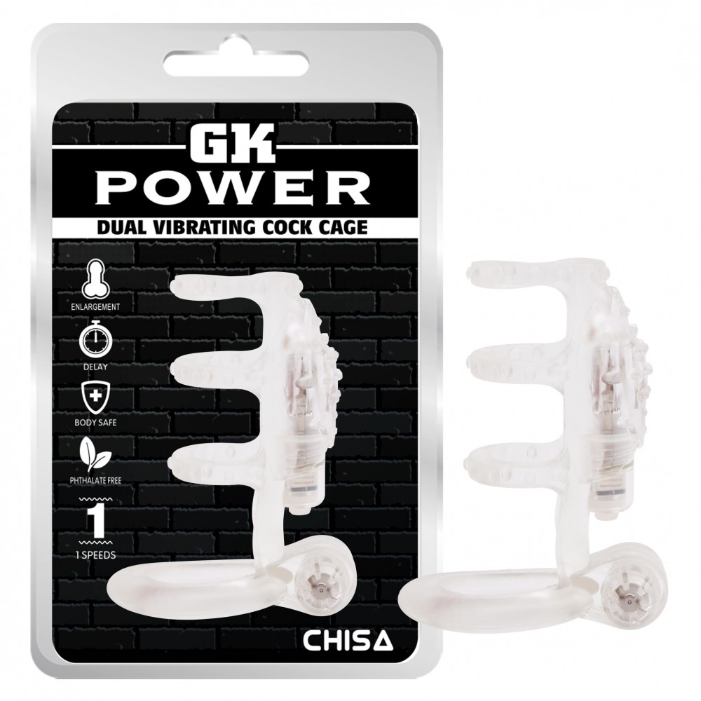 Насадка з вібрацією Chisa GK Power та ерекційними кільцями, прозора