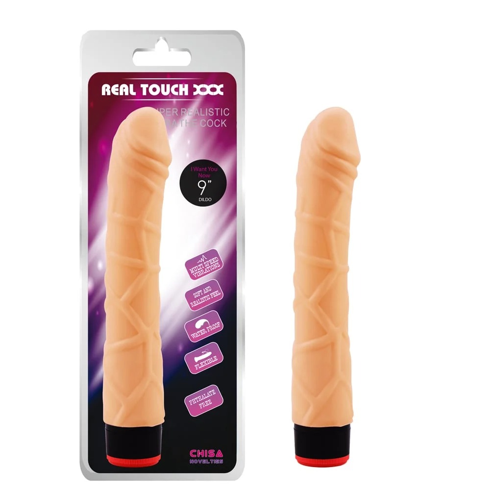 Вибратор реалистичный CHISA Real Touch XXX из киберкожи на батарейках, бежевый