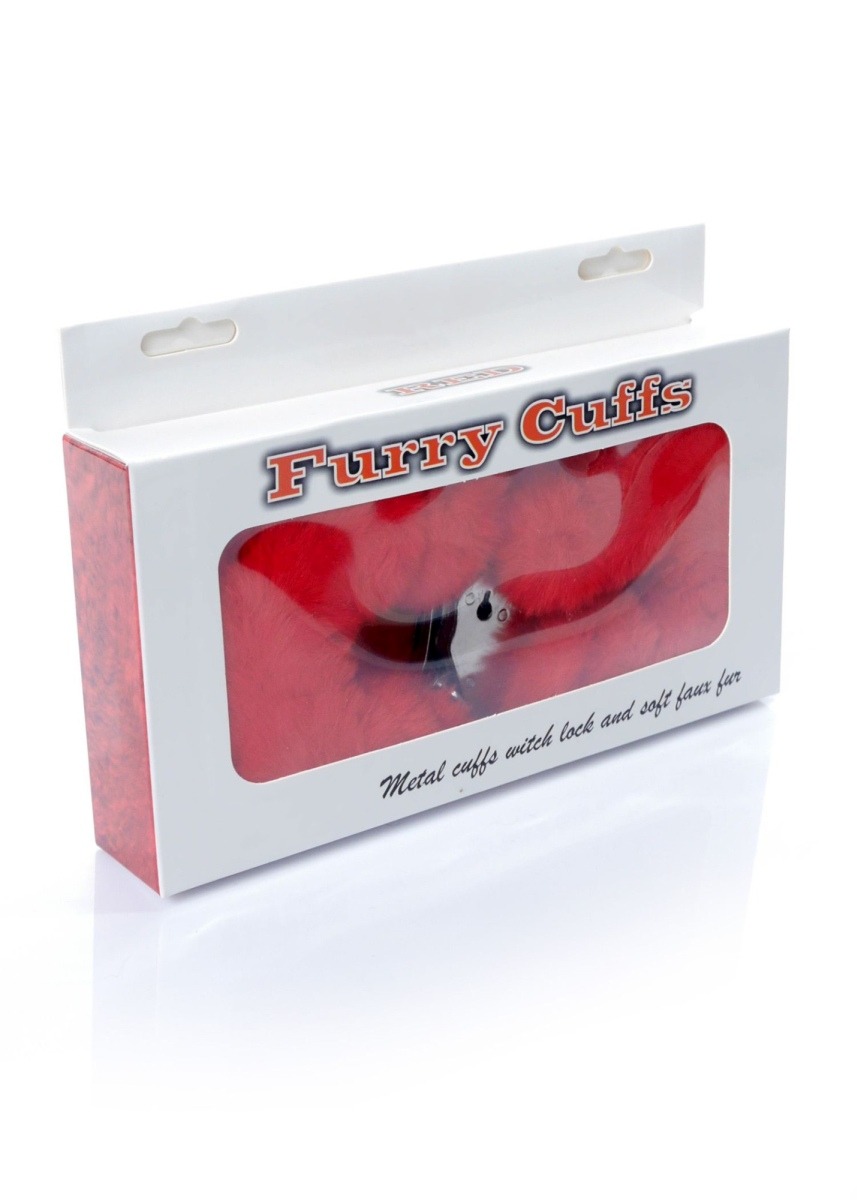 Наручники с пушистым мехом Boss Series Furry Cuffs красные