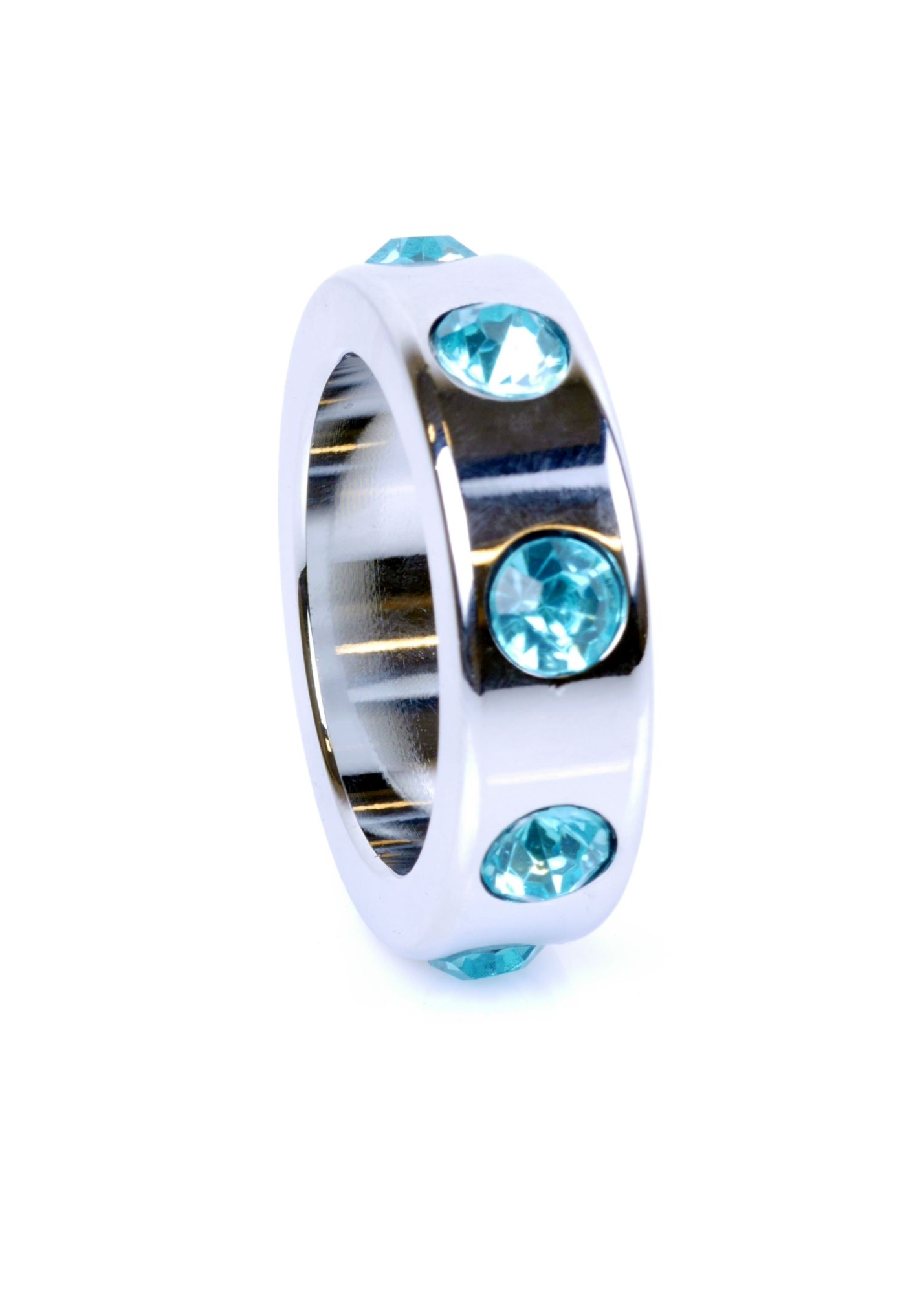 Ерекційне кільце Boss Series Metal Cock Ring with Light Blue Diamonds Medium