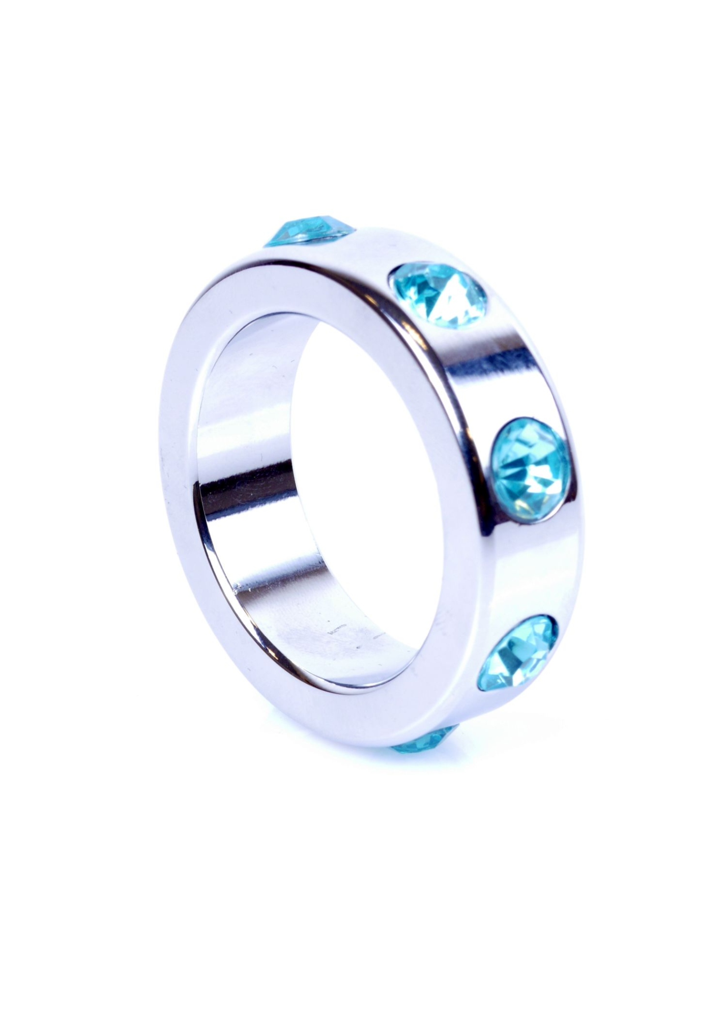 Ерекційне кільце Boss Series Metal Cock Ring with Light Blue Diamonds Medium