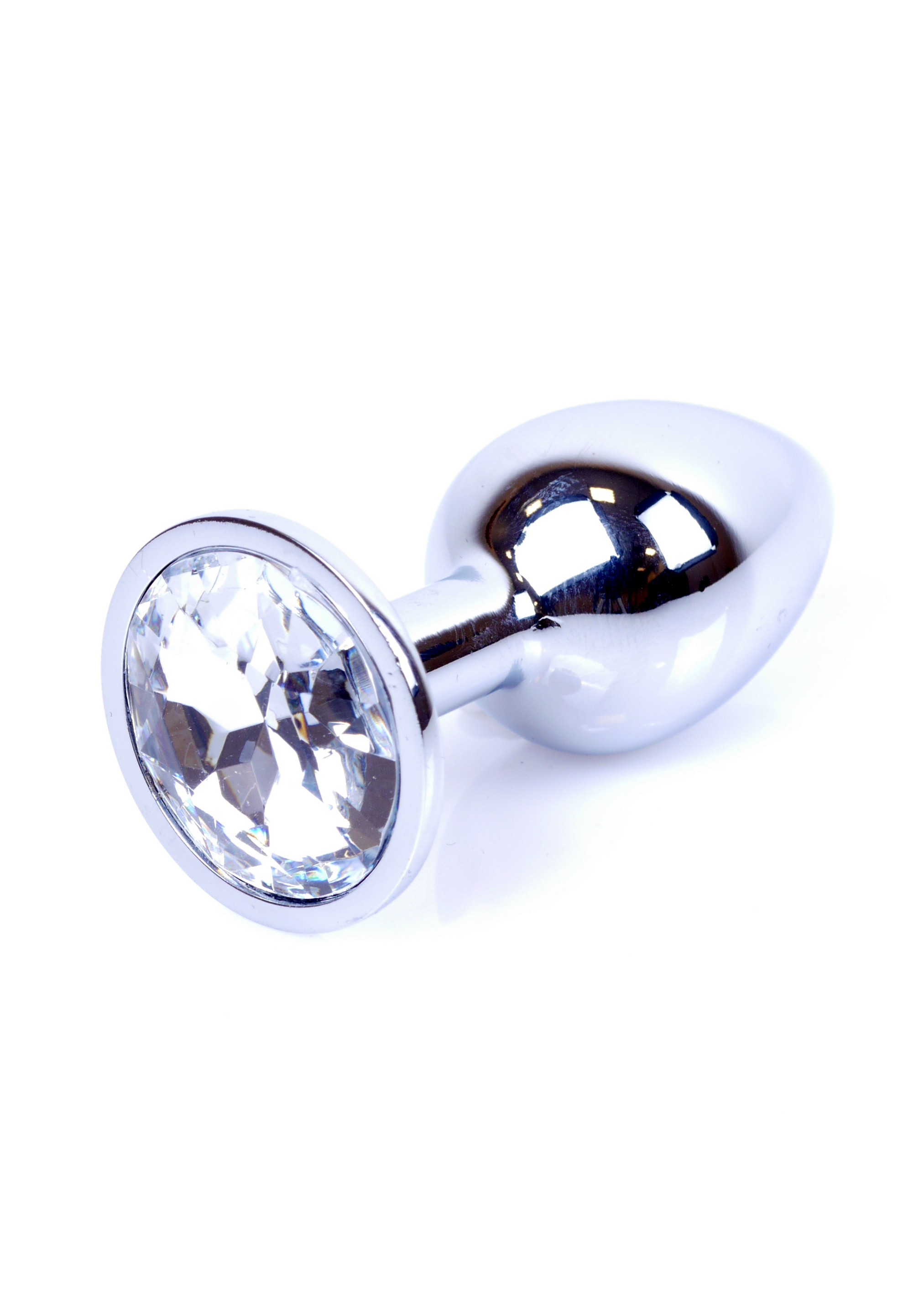 Анальная пробка с камнем Plug-Jewellery Silver PLUG- Clear размер S