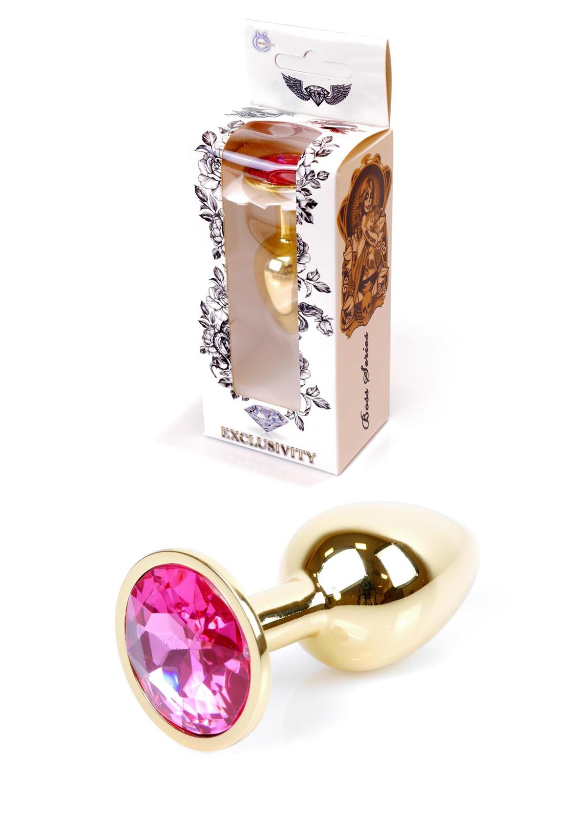 Анальна пробка з червоним каменем Plug-Jewellery Gold PLUG-Pink