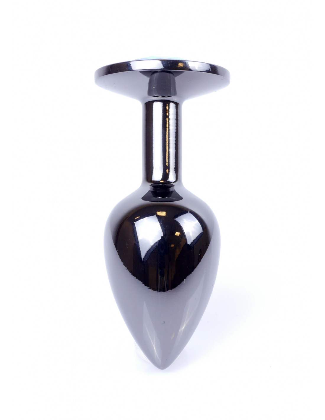 Анальная пробка с камнем Plug-Jewellery Dark Silver PLUG- Pink размер S
