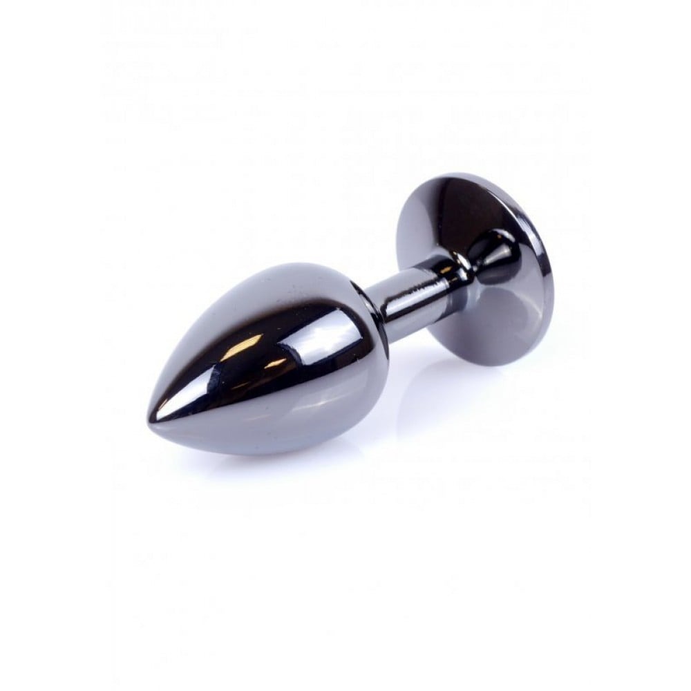 Анальная пробка с камнем Plug-Jewellery Dark Silver PLUG- Light Blue размер S
