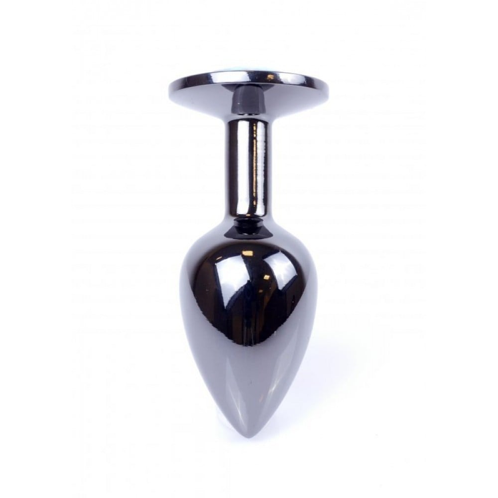 Анальная пробка с камнем Plug-Jewellery Dark Silver PLUG- Purple размер S