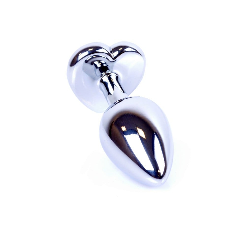 Анальна пробка з каменем Plug-Jewellery Silver Heart PLUG- Red розмір S
