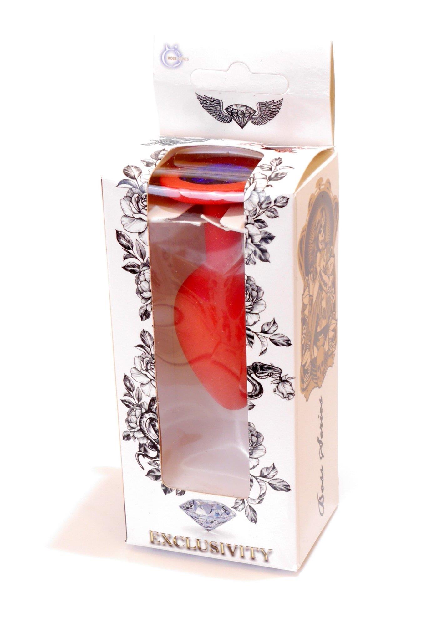 Анальная пробка с камнем Plug-Jewellery Red Silicon PLUG Medium- Blue Diamond размер М