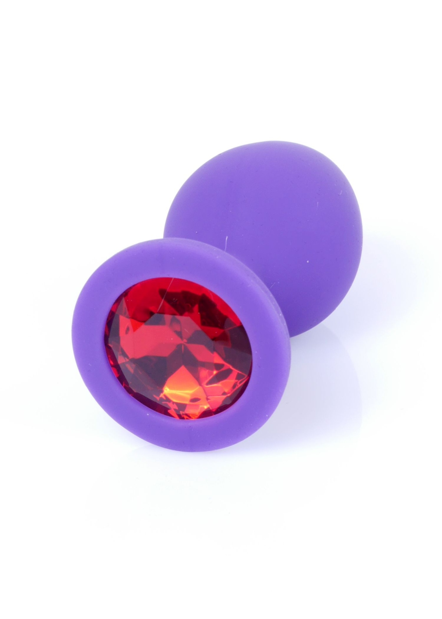 Анальная пробка с камнем Plug-Jewellery Purple Silicon PLUG Medium- Red Diamond размер М