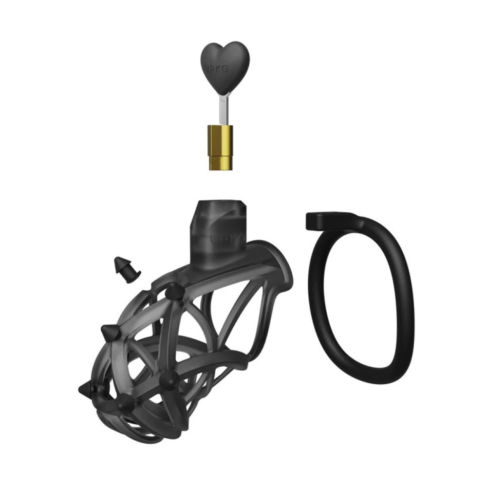 Ключик для пояса вірності UPKO Caged Beast Male Chastity Device Kit у вигляді серця, чорний