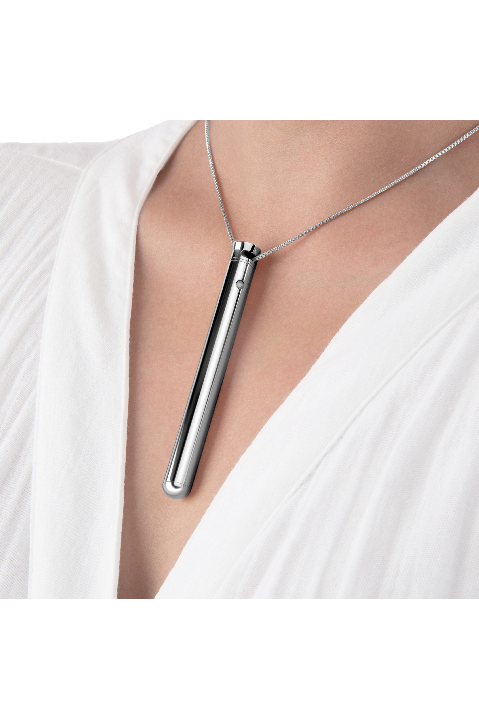 Віброкуля на ланцюжку Le Wand NECKLACE VIBE, металевий, срібний