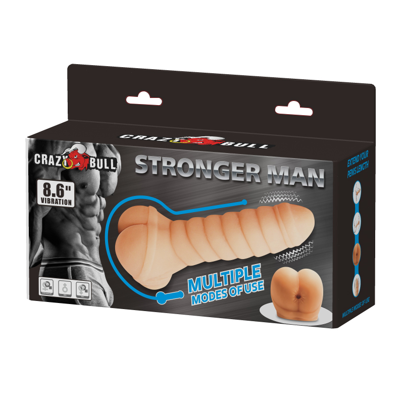 Мастурбатор-насадка Crazy Bull Stronger Man з вібрацією, бежева