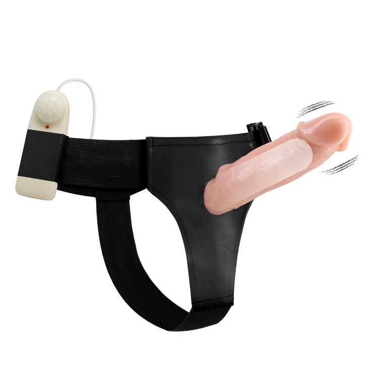 Страпон порожнистий (фалопротез) з вібрацією Baile Vibrating Strap On, беж, 19 × 4 см