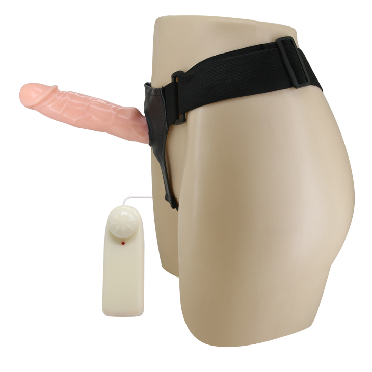 Страпон порожнистий (фалопротез) з вібрацією Baile Vibrating Strap On, беж, 19 × 4 см