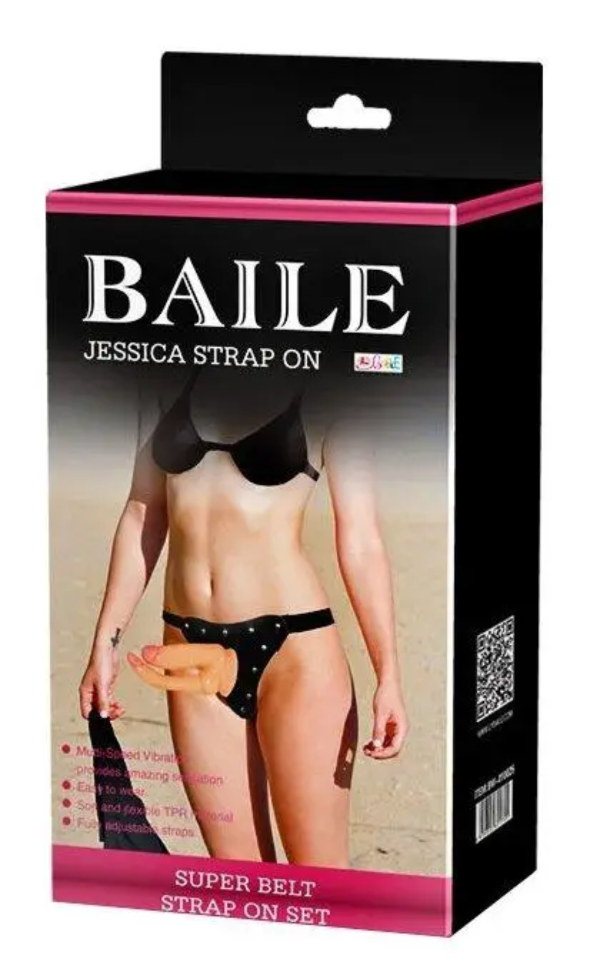 Жіночий подвійний страпон з вібрацією Baile Ultra Passionate, беж