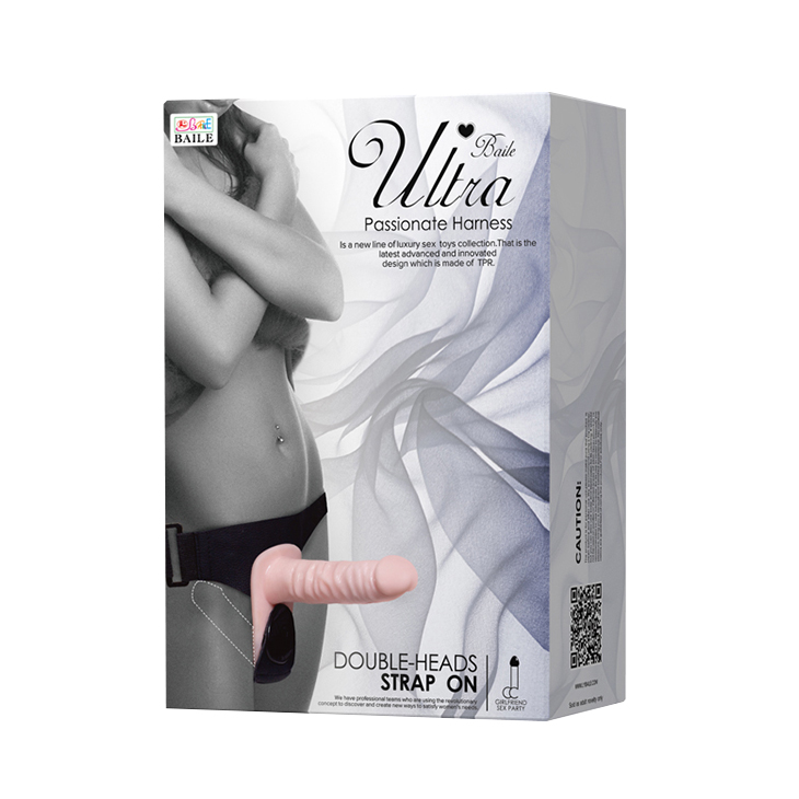Страпон жіночий подвійний BAILE Ultra Passionate з вібрацією, 18 × 3,5 см