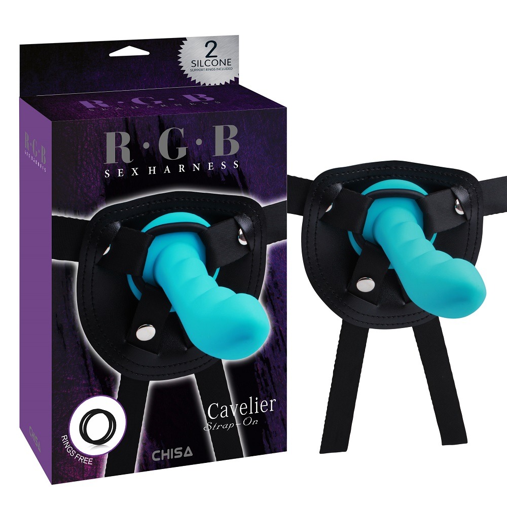 Жіночий страпон Chisa R.G.B Sex Harntss Cavelier з фалоімітатором блакитного кольору