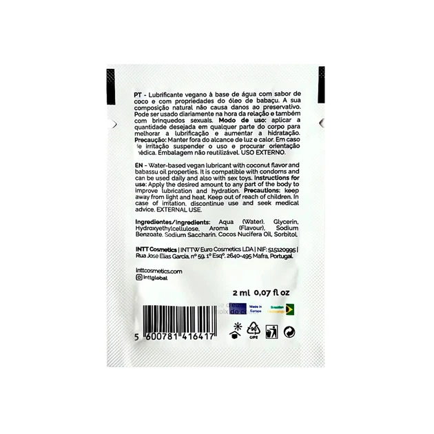 Саше лубрікант Intt Coconut (Vegan) на водній основі, з ароматом кокоса, 2 мл