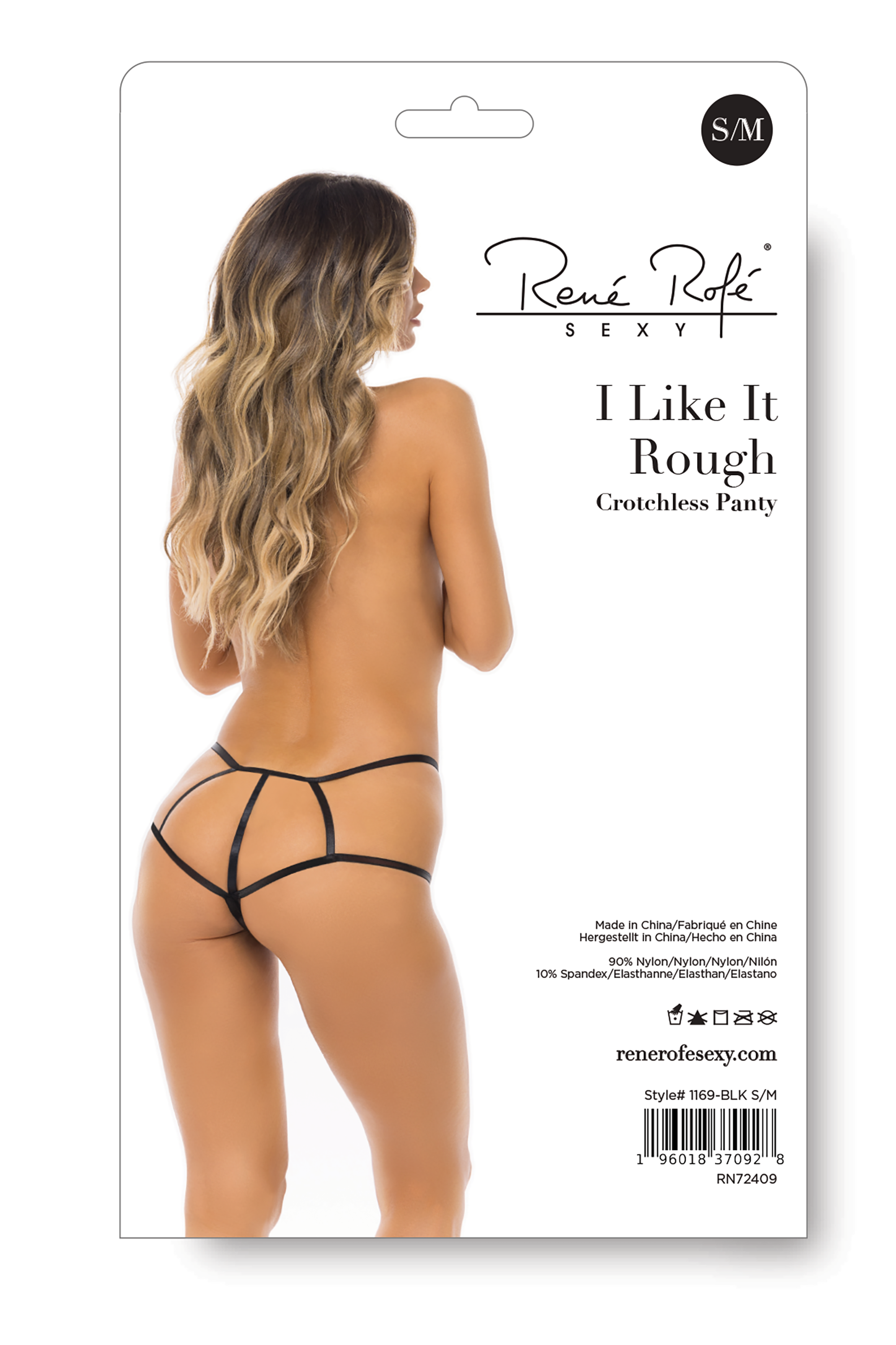 Трусики I LIKE IT ROUGH CROTCHLESS PANTY BLACK, S/M