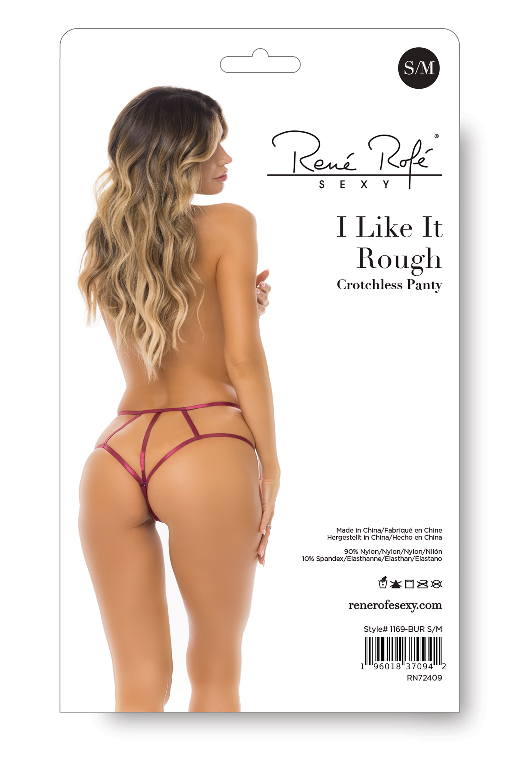 Трусики I LIKE IT ROUGH CROTCHLESS PANTY BURGUNDY, S/M