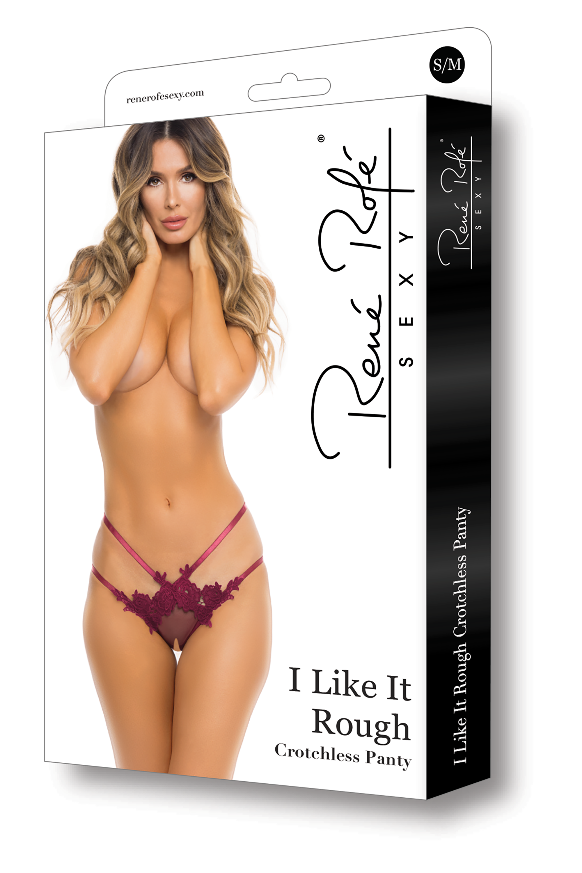 Трусики I LIKE IT ROUGH CROTCHLESS PANTY BURGUNDY, S/M