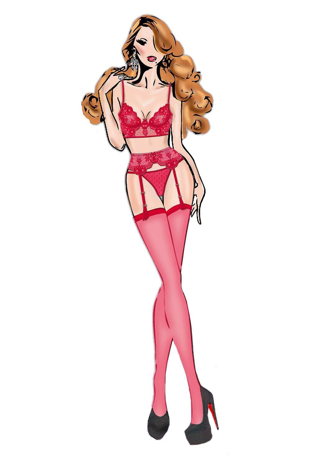 Бюстье с кружевом и сеткой Bombshell Boudoir Peek A Boo Wire пояс для чулок и стринги, красный, S/М