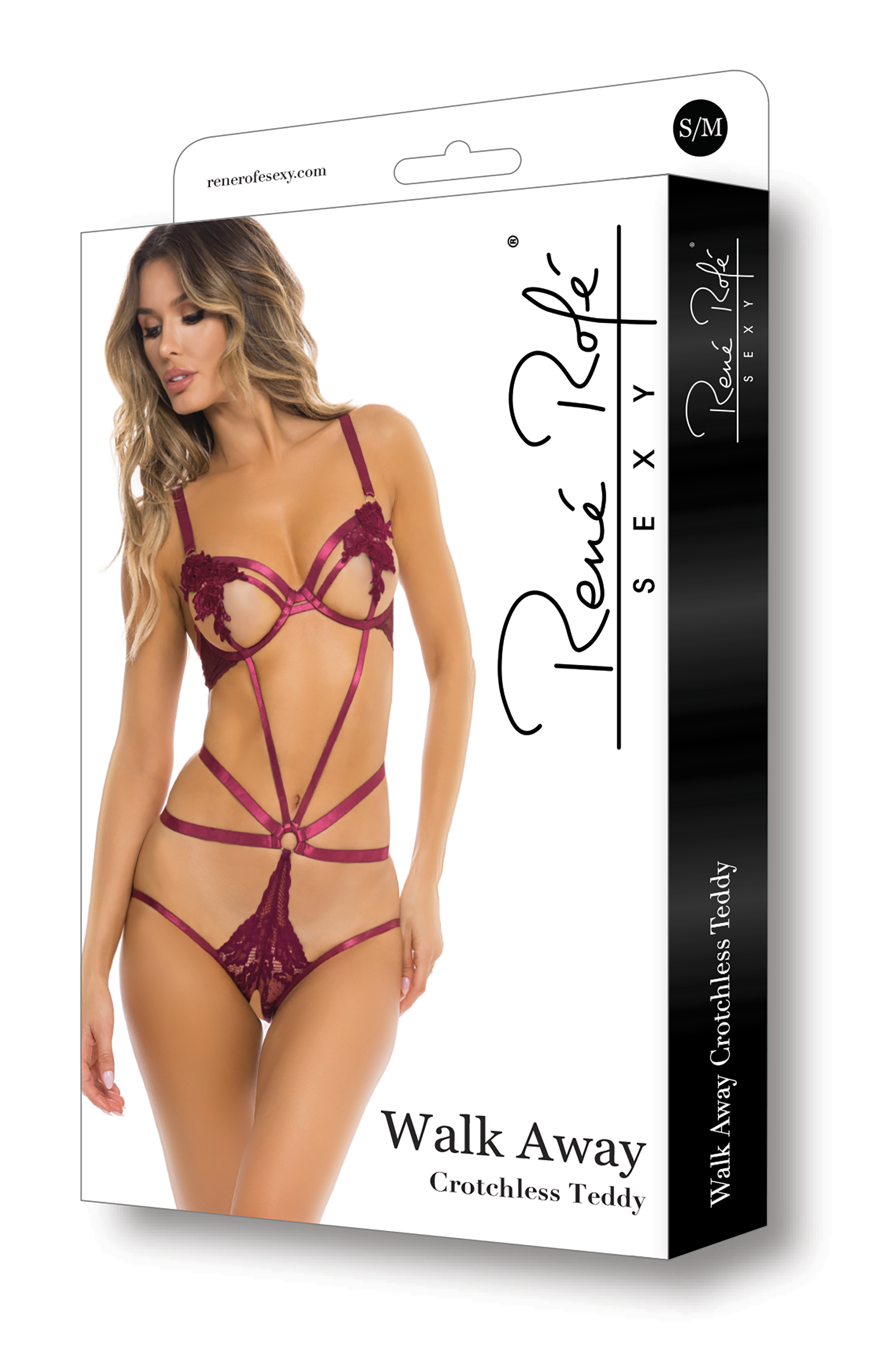 Боді відкритий WALK AWAY CROTCHLESS TEDDY BURGUNDY, S/M