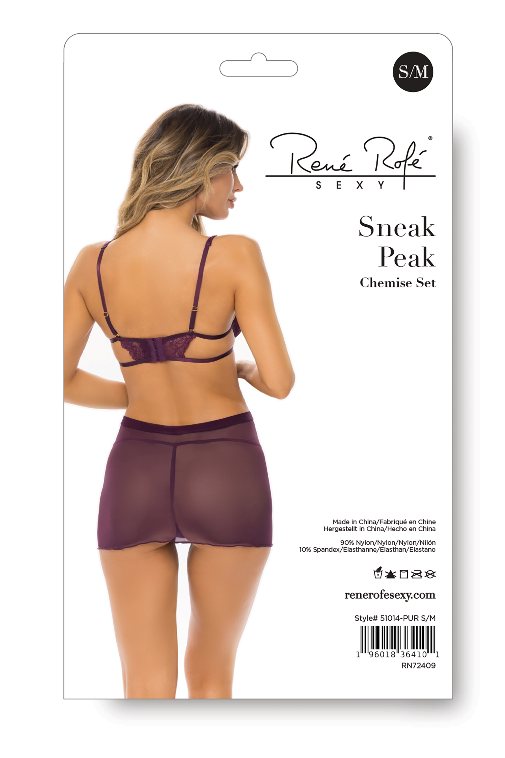 SNEAK PEAK CHEMISE SET PURPLE, S/M