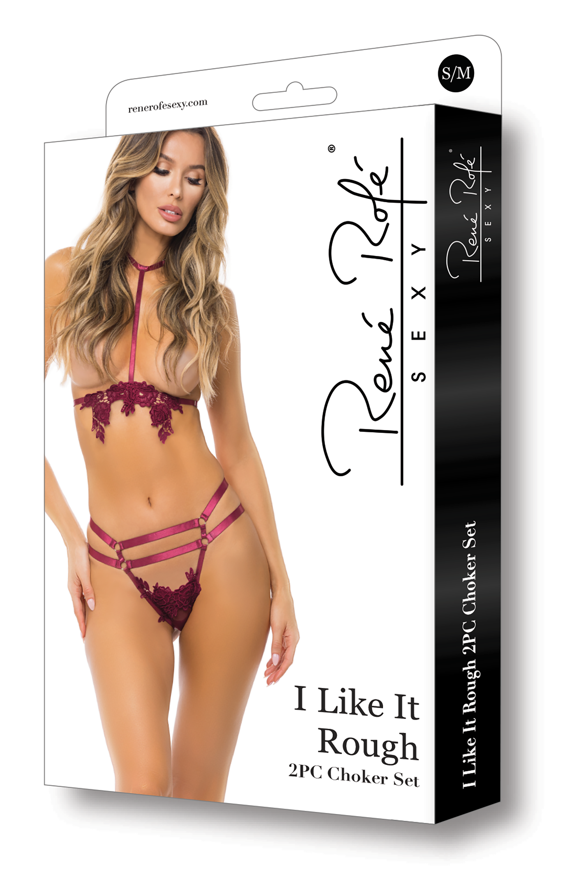 Комплект білизни I LIKE IT ROUGH 2PC CHOKER SET BURGUNDY, S/M