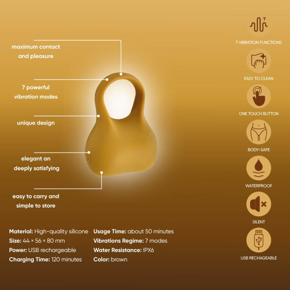 Ерекційне віброкільце Sweet Em Silky Ring з пультом, жовте, 7,6 х 5,7 см