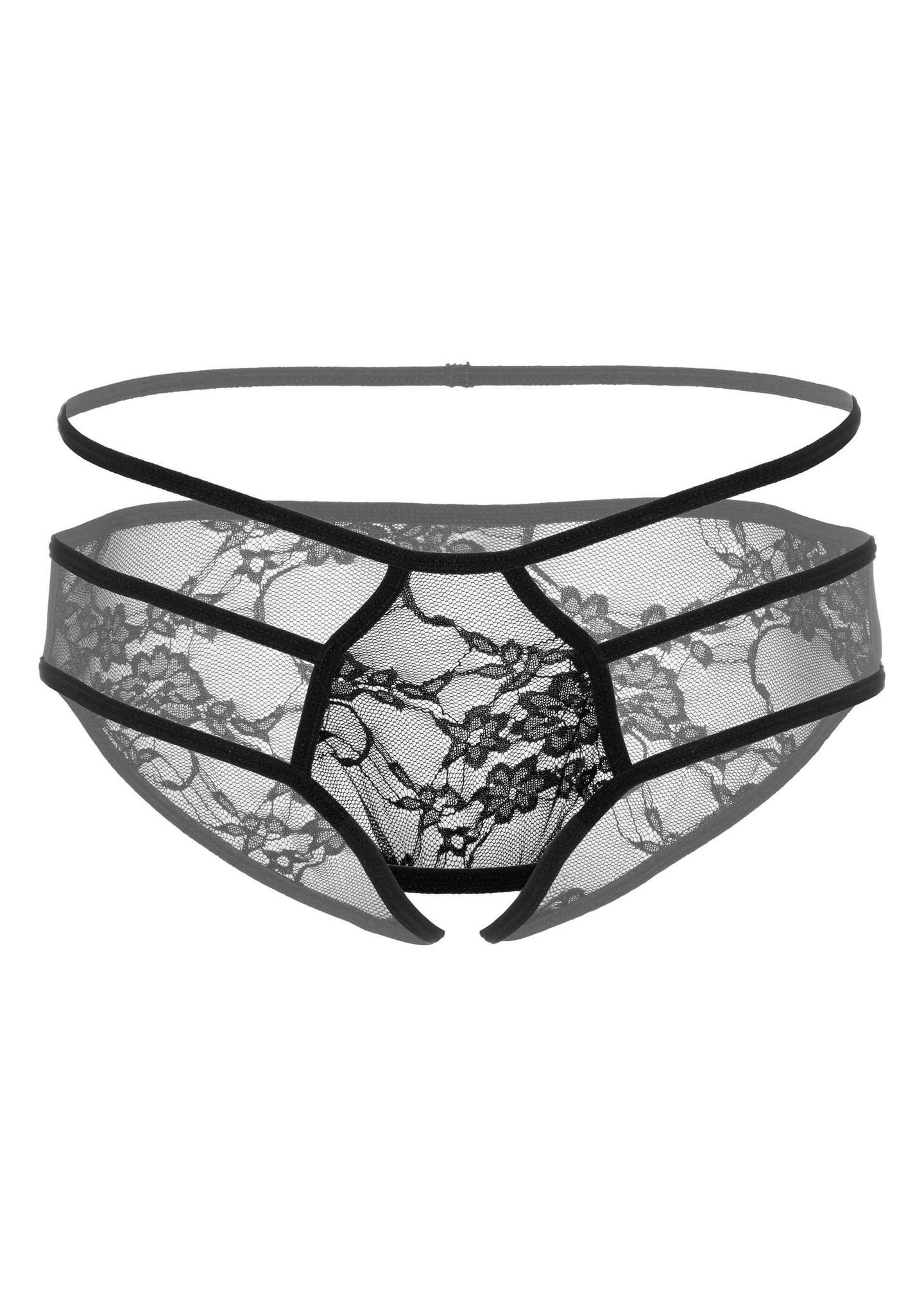Кружевные трусики с открытой интимной зоной Jade Daring Intimates, черные, S/M