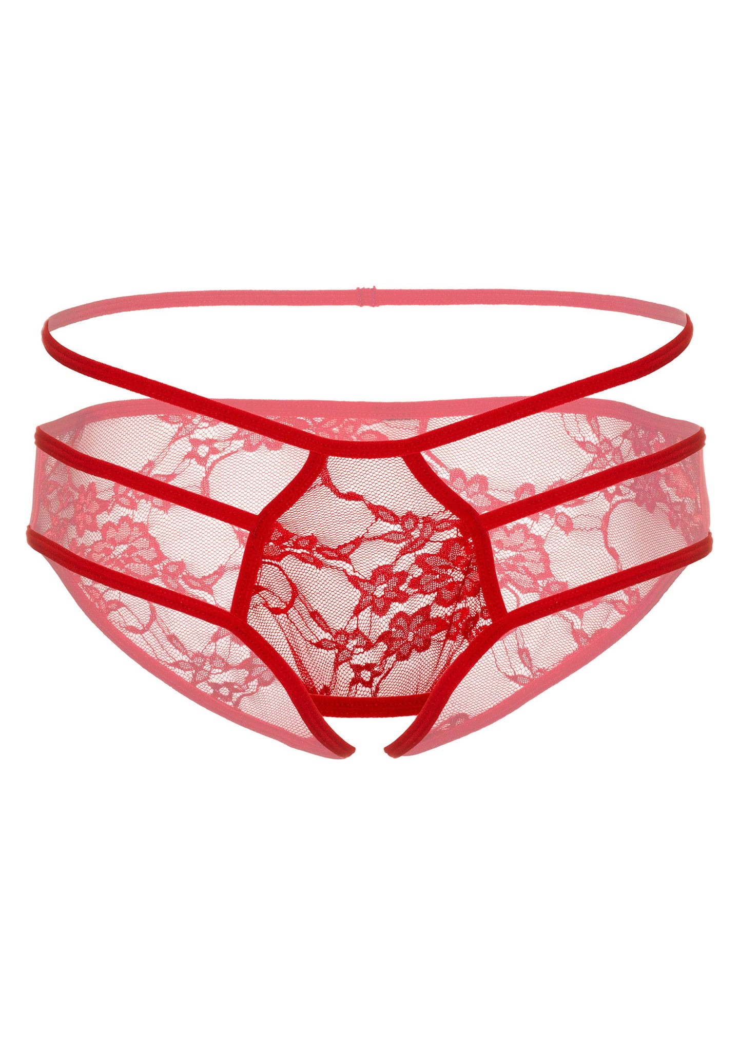 Кружевные трусики с открытой интимной зоной Jade Daring Intimates, красные, S/M