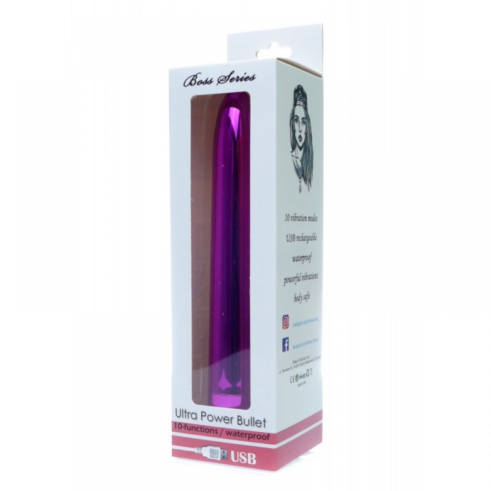 Вибропуля Ultra Power Bullet USB Glossy Pink 10 режимов вибрации