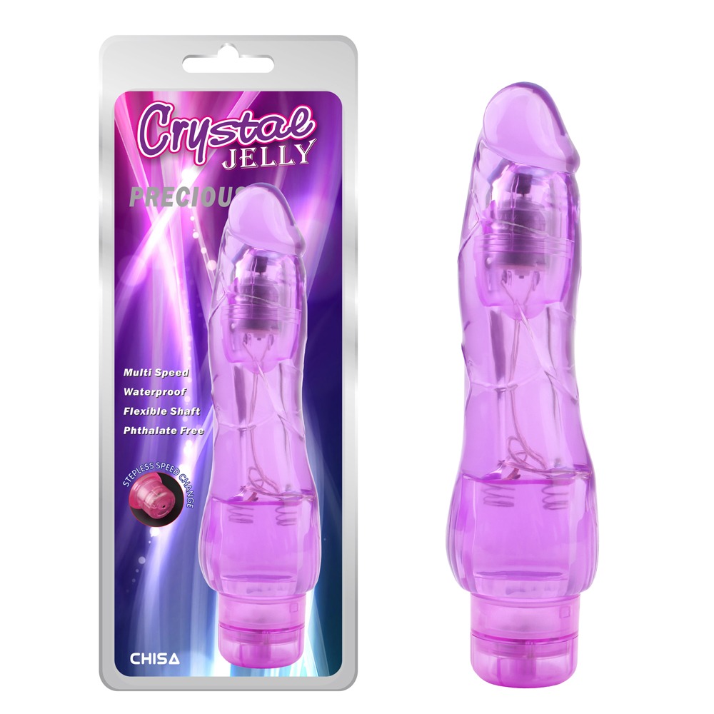 Вібромасажер реалістичний Chisa Jelly Crystal Precious на батарейках, фіолетовий