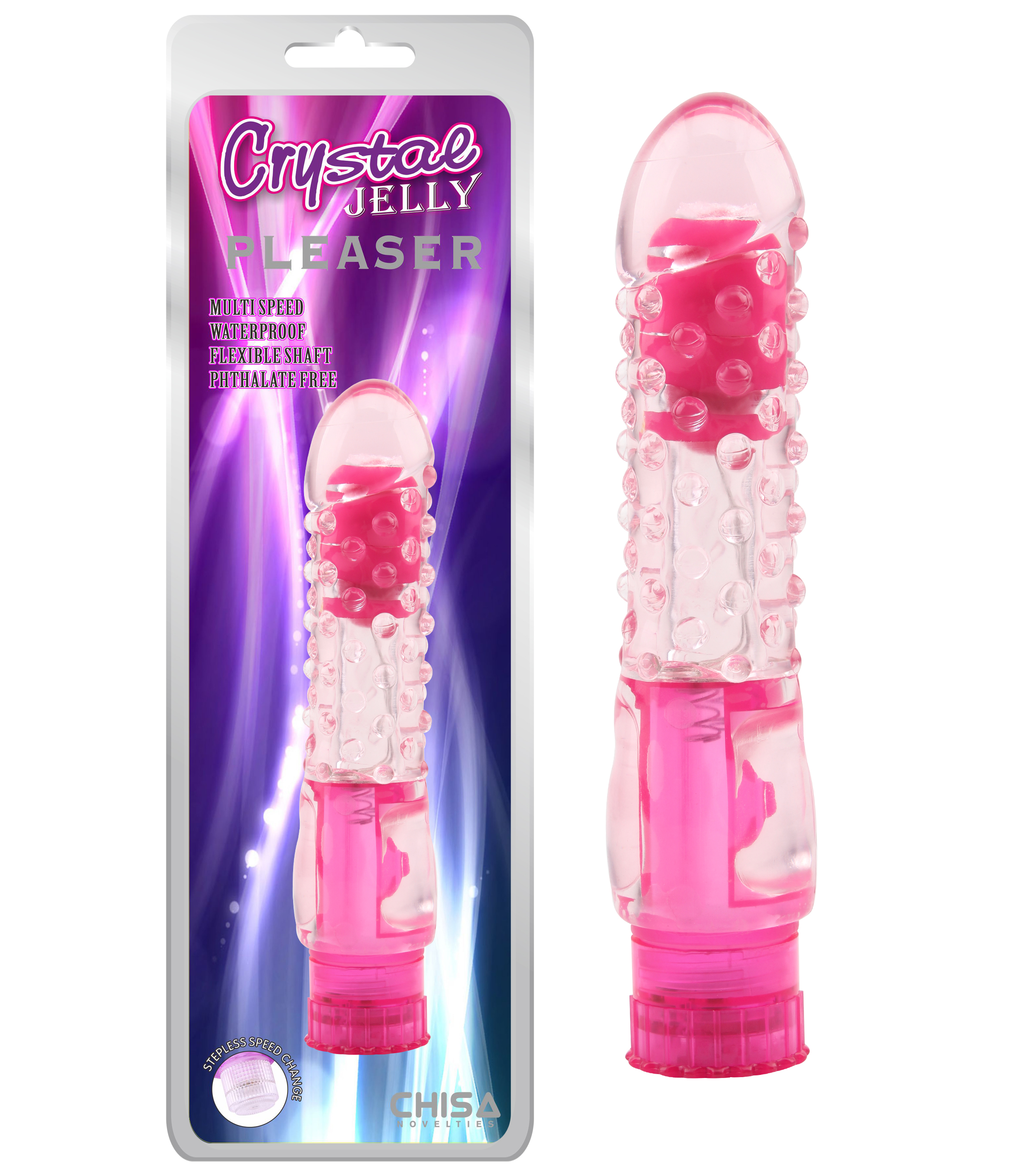 Вібратор із рельєфом Chisa Crystal Jelly Pleaser на батарейках, рожевий