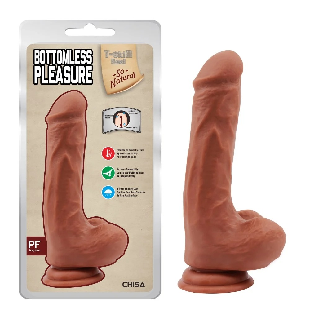 Фалоімітатор на присосці Chisa T-skin ReaL Bottomless Pleasure, коричневий