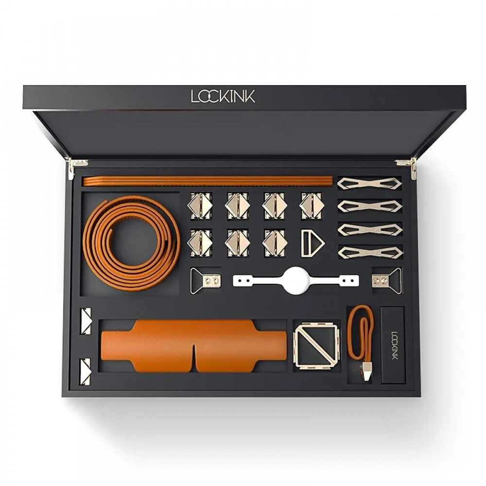 Набор девайсов для БДСМ Lockink, натуральная кожа и металл, коричневый, 7 предметов