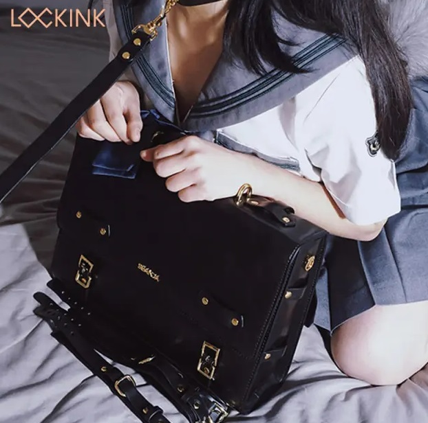 Сумка для зберігання секс-іграшок та БДСМ Шкіра Чорна Lockink