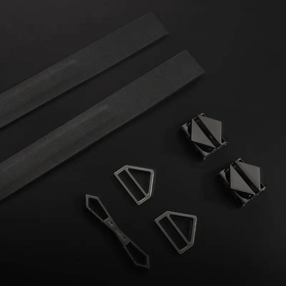 Наручники с фиксаторами и карабинами Lockink кожа, черные