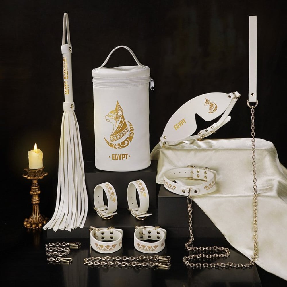 Набір БДСМ Roomfun Egyptian Cat Bondage Kit 9 предметів, білий