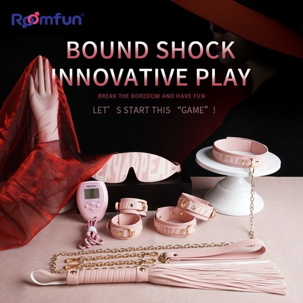 Набір БДСМ з електростимуляцією Roomfun Bondage Gear With Massager рожевий