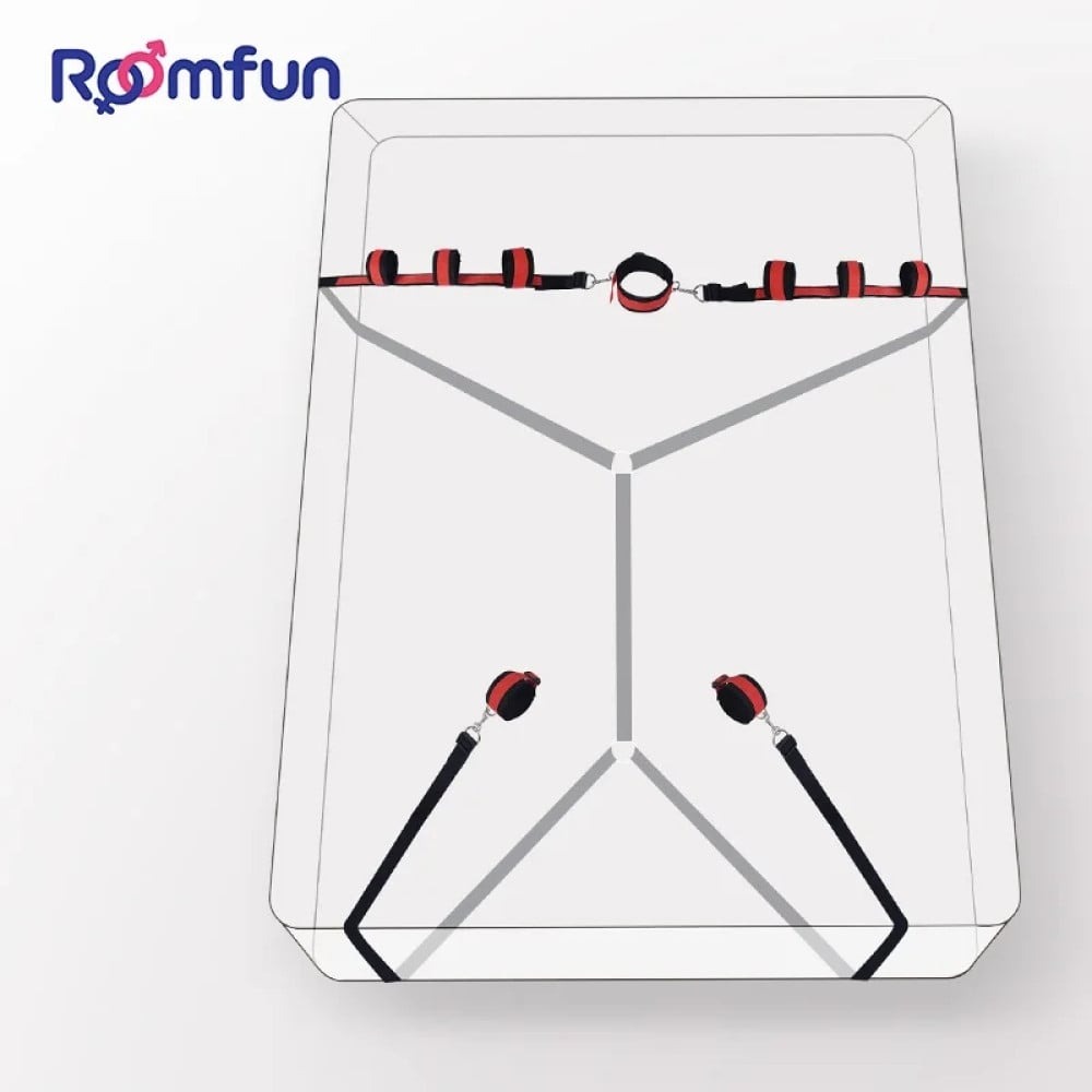 Система фіксації для ліжка Roomfun Bedroom Bondage червоно-чорна