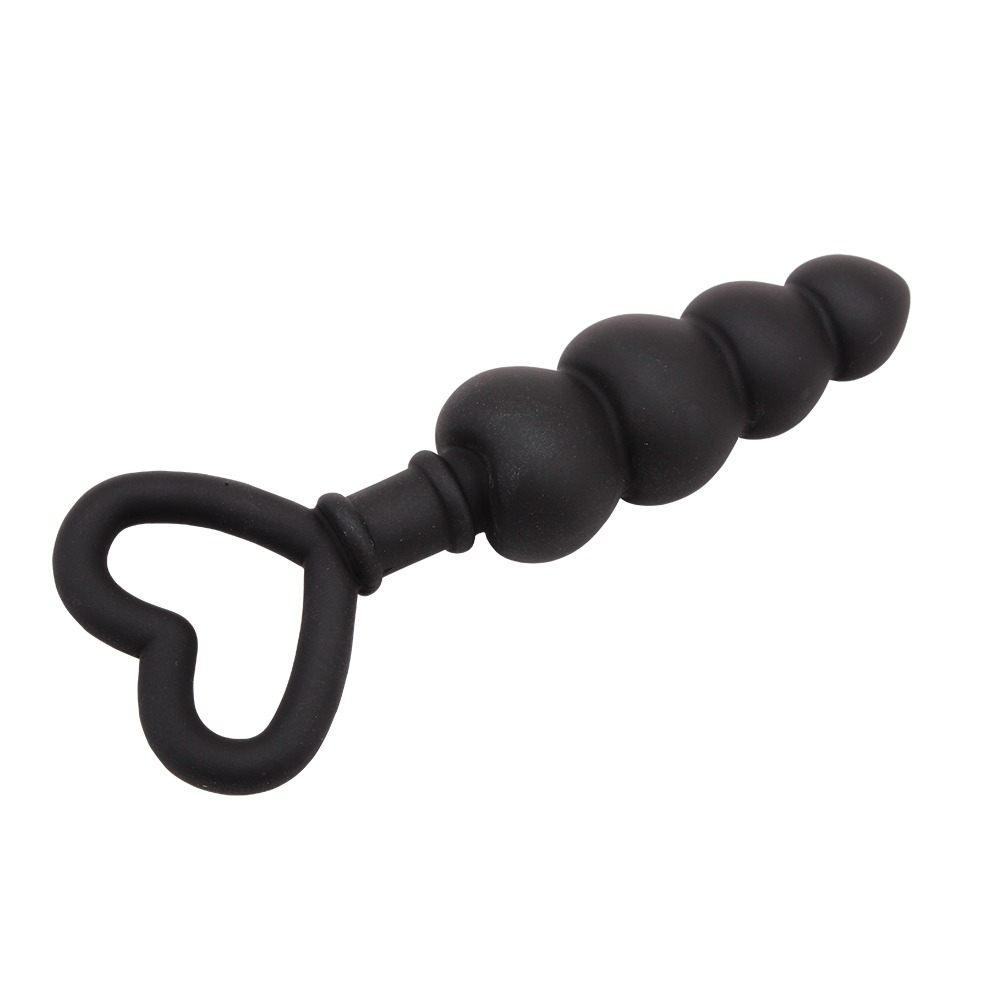 Анальная цепочка со стоппером-сердечком Chisa Black Mont Beaded Luv Probe, черная