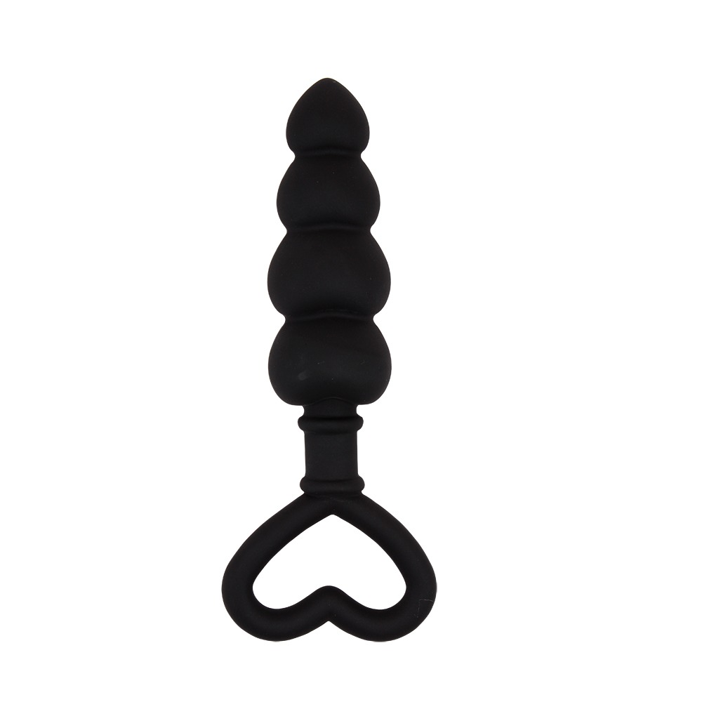 Анальная цепочка со стоппером-сердечком Chisa Black Mont Beaded Luv Probe, черная
